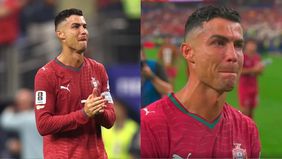 Cristiano Ronaldo tak mampu menyembunyikan kesedihannya setelah Portugal tersingkir dari Piala Dunia usai kalah 0-1 dari Spanyol pada Selasa dini hari (7/7). Gol tunggal gelandang Arsenal, Mikel Merino, pada menit ke-91 memastikan langkah Portugal te