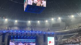 Presiden Prabowo Subianto menghadiri puncak peringatan Hari Koperasi Nasional (Harkopnas) ke-79 yang berlangsung di Indonesia Arena, Kompleks Gelora Bung Karno (GBK), Jakarta, pada 12 Juli 2026