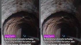 Alhamdulillah si kakek berhasil ditolong dalam keadaan selamat (hanya mengalami syok) setelah petugas turun ke sumur sedalam lebih kurang 15 meter tersebut.