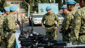 Komandan Pasukan Pengamanan Presiden (Danpaspampres) Mayjen TNI Dr. Edwin Adrian Sumantha memimpin Apel Gelar Kesiapan Pasukan Satuan Tugas Pengamanan (Satgaspam) VVIP untuk memastikan kesiapan sejumlah 1.147 personel berikut alat utama sistem persen