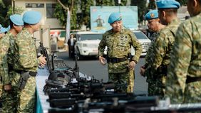 Komandan Pasukan Pengamanan Presiden (Danpaspampres) Mayjen TNI Dr. Edwin Adrian Sumantha memimpin Apel Gelar Kesiapan Pasukan Satuan Tugas Pengamanan (Satgaspam) VVIP untuk memastikan kesiapan sejumlah 1.147 personel berikut alat utama sistem persen