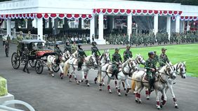 Persiapan pelaksanaan Upacara HUT Ke-81 Kemerdekaan Republik Indonesia mulai memasuki tahap gladi parsial di halaman Istana Merdeka, Jakarta, pada Selasa, 11 Agustus 2026