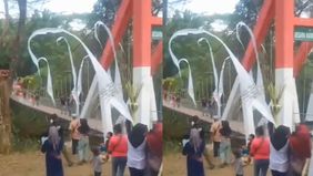 Struktur jembatan tersebut tiba-tiba anjlok saat dilewati sekitar 50 orang, termasuk Bupati Citra Pitriyami, Kepala Dinas Pekerjaan Umum Ling Ling Nugraha Senjaya, serta Dandim 0626 Pangandaran Letkol Czi Citra Kurniawan. Insiden ini diduga kuat terj