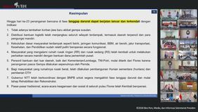 Badan Nasional Penanggulangan Bencana (BNPB) mengatakan bahwa kondisi infrastruktur serta pelayanan kesehatan dan pendidikan di Nusa Tenggara Timur (NTT) perlahan kembali pulih pascagempa bermagnitudo 7,7 yang terjadi pada 15 Agustus lalu.