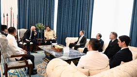 Prabowo Subianto menerima Presiden Federasi Sepak Bola Internasional (FIFA), Gianni Infantino, di Istana Merdeka, Jakarta, pada Senin, 5 Oktober 2026