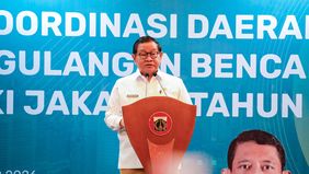 Gubernur DKI Jakarta, Pramono Anung membuka Rapat Koordinasi Daerah (Rakorda) Penanggulangan Bencana Provinsi DKI Jakarta 2026 di Hotel Aryaduta Menteng, Jakarta Pusat, Selasa, 6 Oktober 2026.