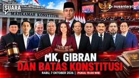 Saksikan Suara Nusantara Episode 8 bertajuk &ldquo;MK, Gibran, dan Batas Konstitusi&rdquo;, Rabu, 7 Oktober 2026 pukul 19.00 WIB hanya di Nusantara TV.