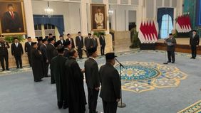 Presiden Prabowo Subianto melantik Marsekal TNI Yusuf Jauhari dan Jenderal TNI Richard T. H. Tampubolon sebagai Wakil Menteri Pertahanan (Wamenhan) di Istana Negara, Jakarta, Kamis, 15 Oktober 2026