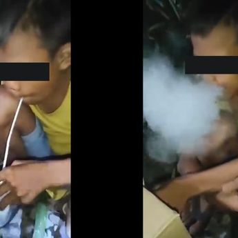 Viral Sebuah Video Bocah Asyik Menghirup Sabu