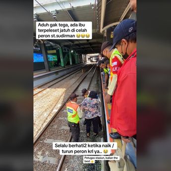 Viral Seorang Ibu Terpeleset Jatuh di Celah Peron Stasiun Sudirman