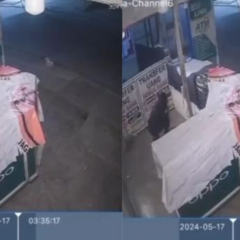 Viral Pria Berpakaian Hitam Terekam CCTV Gagal Bobol Toko Handphone