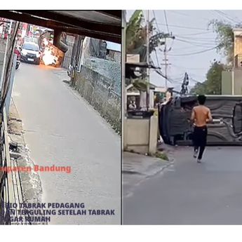Viral Mobil Ugal-ugalan Tabrak Gerobak Pedagang Sampai Meledak di Bandung