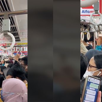 Viral! Penumpang Commuter Line Kerja Keras Sambil Berdiri di Kereta, Semangatnya Tuai Pujian
