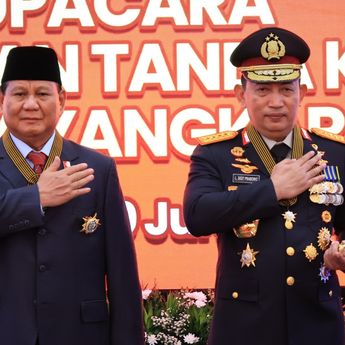 Dikasih Bintang Bhayangkara Utama dari Kapolri, Prabowo: Terima Kasih, Suatu Kehormatan