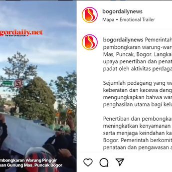 Pemkab Bogor Bongkar Paksa Warung-warung Pinggir Jalan Menuju Puncak Bogor