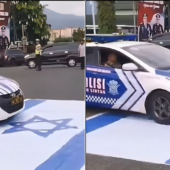 Viral Mobil Patwal Polisi Lindas Bendera Israel Saat Aksi Bela Palestina di Banjarnegara