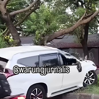 Diduga Sopir Mengantuk, Mobil Tabrak Pembatas Jalan dan Pohon di Jatinegara