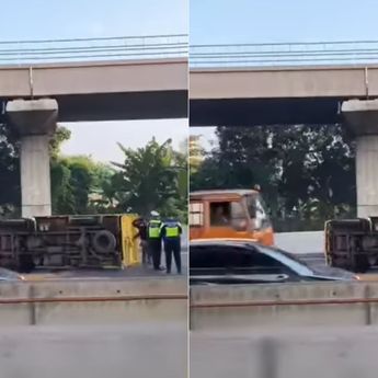 Truk Terguling di Tol Jakarta-Cikampek KM 11, Lalu Lintas Sempat Tersendat