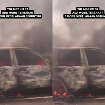 Ngeri! Mobil Terbakar di Tol MBZ, Disusul Kecelakaan Beruntun