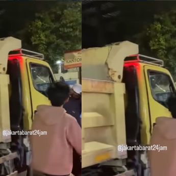 Truk Ugal-ugalan Tabrak Motor di Kosambi Bikin Warga Ngamuk