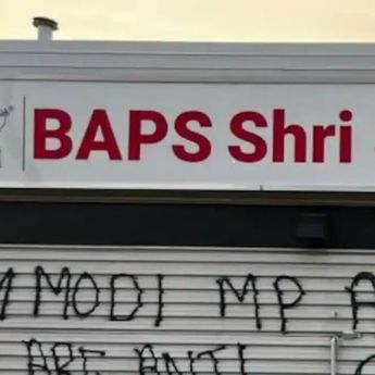 Viral Tempat Ibadah Hindu Dirusak Dengan Grafitti Anti-India