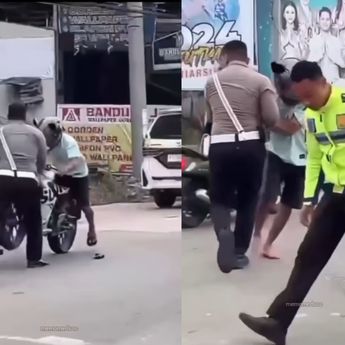 Takut Ditilang, Pengendara Motor Tabrak Polisi Sampai Tersungkur