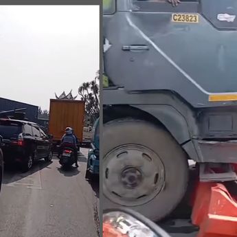 Biang Kerok Kemacetan di Bundaran HI, Truk Kontainer Nabrak Pembatas Jalan dan Pot Besar