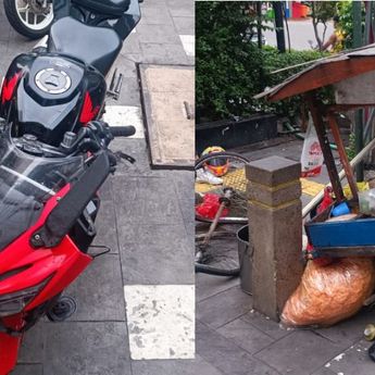 Nahas Kecelakaan Pengendara Motor dengan Pedagang Lontong di Kuningan, Kendaraan dan Gerobak Rusak