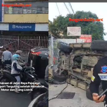 Ngeri! Pajero Nabrak Aerox Sampai Terpental Berakhir Terguling Hantam Tiang Listrik