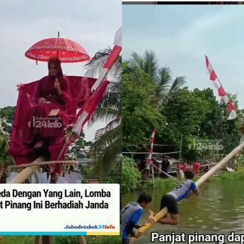 Semangat Banget! Lomba Panjat Pinang Berhadiah Janda Muda