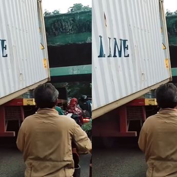 Truk Kontainer Tersangkut di Terowongan Bikin Macet Parah di Depok