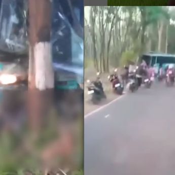 Video Kecelakaan Mengerikan Bus Pariwisata 'Adu Banteng' dengan Pemotor