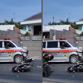 Ambulans Ringsek Usai Hantam Pengendara Motor, Karena Tak Sabaran