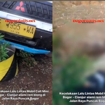 Mobil Colt Rem Blong Sampai Terperosok, 1 Orang Tewas Mengenaskan di Jalan Raya Puncak