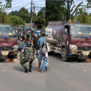 Truk Tangki Tabrak Pengguna Jalan, Korban Nyangkut di Bawah Kolong