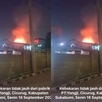 Video Kebakaran Hebat Melahap Pabrik di Sukabumi