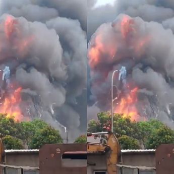 Kebakaran Hebat di Cikupa Tangerang Bersumber dari Gudang Oli