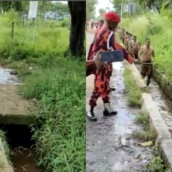 Keras! Begini Latihan Fisik Diduga Anggota Ormas Pemuda Pancasila di Parit dan Gorong-gorong