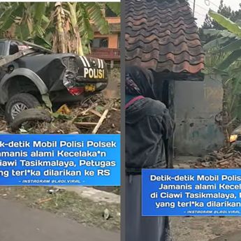 Video Mobil Polisi Remuk Usai Tabrakan Lalu Hantam Rumah Warga 