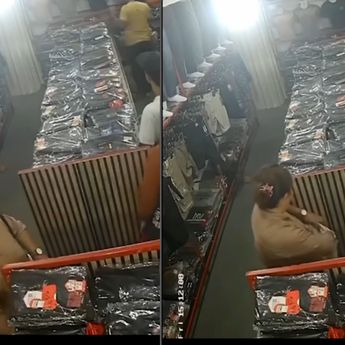 Miris! Wajah Emak-emak Pencuri Pakaian yang Tak Sadar Ulahnya Terekam CCTV