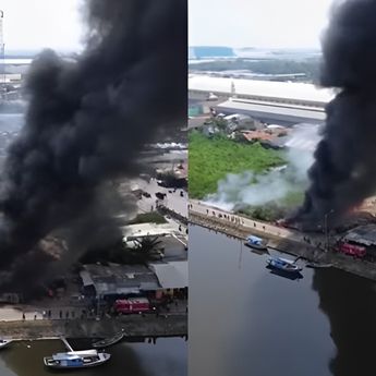 Kebakaran Hebat Landa Bangunan di Marunda Jakarta Utara