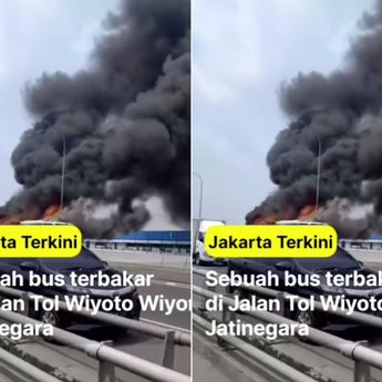 Bus Terbakar di Tol Wiyoto Wiyono Jatinegara Bikin Macet Parah