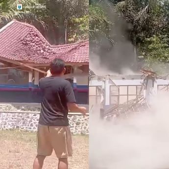 Video Detik-detik Gedung Sekolah SMPN 3 Tanggeung Cianjur Ambruk