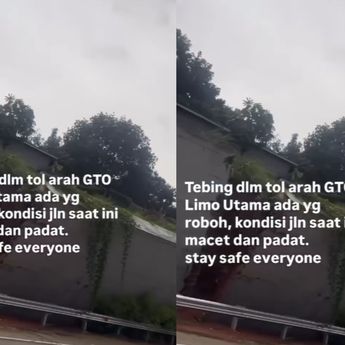 VIDEO: Detik-detik Mengerikan Tembok Tol Limo Depok Roboh