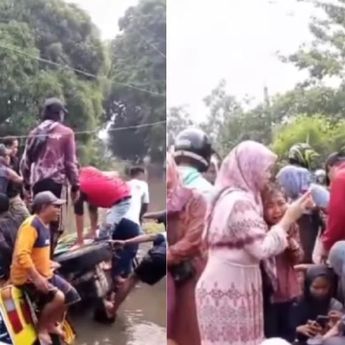 Odong-Odong Berisi Rombongan Emak-Emak Tercebur ke Sungai di Karawang