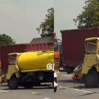 Truk Tangki Kecelakaan Sampai Ringsek di Tol Pelabuhan Arah Pluit Bikin Macet