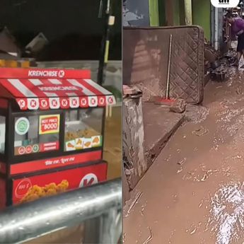 Viral Video Gerobak 'Fried Chicken' Terseret Banjir Bandang di Bandung,