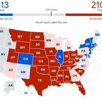 Hasil Sementara Pilpres Amerika 2024, Donald Trump Unggul 210 dari Kamala Harris 113