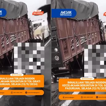 Kecelakaan Beruntun Mengerikan Terjadi di Tol Grati Pasuruan Siang Ini