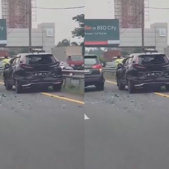 Kecelakaan Beruntun Terjadi di Tol JORR Arah Serpong, CRV Ringsek